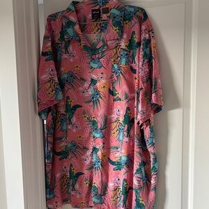 Disney Pink and Green Casual Button Down Shirt